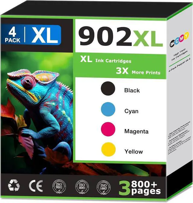 Main image of 902XL Ink Cartridges Black and Color Combo Pack Replacement With HP 902 Ink Cartridges (4 Pack),Work With Officejet Pro 6978 6968 6974 6975, Officejet 6951 6954 6956 6958 Printers, Updated with VA.B9