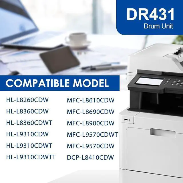 Alt view image 2 of 7 - DR-431CL Drum Unit Replacement for Brother DR431CL Drum Unit HL-L8260CDW HL-L8360CDW HL-L8360CDWT MFC-L8610CDW MFC-L8900CDW Printer, DR 431CL Drum Up to 31,000 Pages (Only Drum)