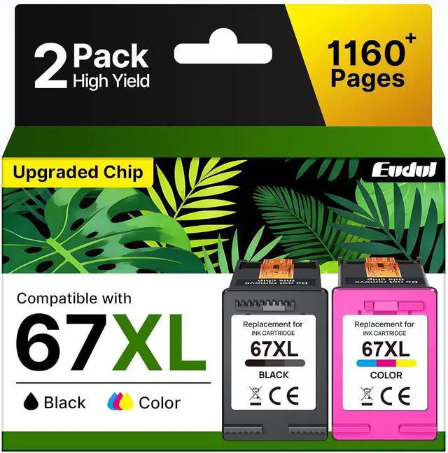 Main image of 67XL Ink Cartridges Black/Color Combo Pack Replacement for HP Ink 67 67XL Printer Ink Works for HP DeskJet 4227e 2827e 2755e 2855e 2800 4155e 2755 2852e Envy 6055e 6000 6455e (2 Pack)