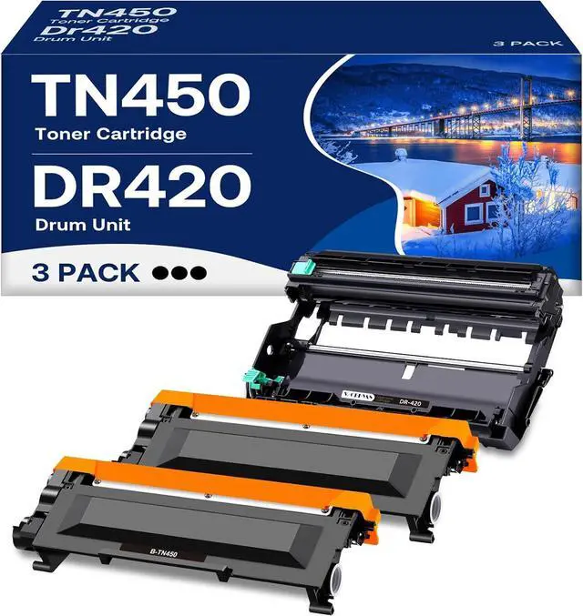 Main image of TN450 Toner Cartridge DR420 Drum Unit Replacement for Brother TN450 TN-450 TN420 DR-420 Work with HL-2270DW HL-2280DW HL-2230 MFC-7860DW Intellifax 2840 2940 (2 Toner +1 Drum,3 Pack)