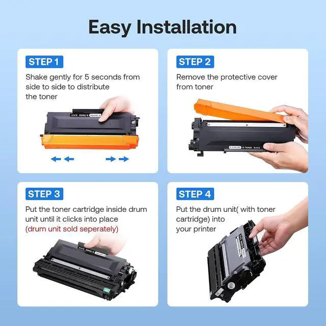 Alt view image 4 of 6 - TN450 Toner Cartridge DR420 Drum Unit Replacement for Brother TN450 TN-450 TN420 DR-420 Work with HL-2270DW HL-2280DW HL-2230 MFC-7860DW Intellifax 2840 2940 (2 Toner +1 Drum,3 Pack)