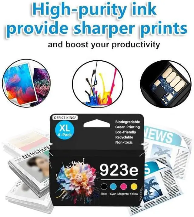 Alt view image 3 of 6 - 923XL 923e Ink Cartridges Combo Pack Replacement for HP 923XL 923e Ink Cartridges for HP OfficeJet Pro 8135e 8130e 8139e 8138e 8122e 8120e 8124e 8125e 8130e 8132e 8134e Printer(with Chip)