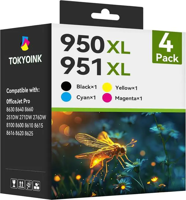 Main image of TOKYOINK 950XL and 951XL Ink Cartridges Replacement for HP 950 and 951 Ink Cartridges Combo Pack for HP Works OfficeJet 8600 OfficeJet Pro 251dw 276dw 8100 8610 8615 8620 8625 8630 (4-Pack)