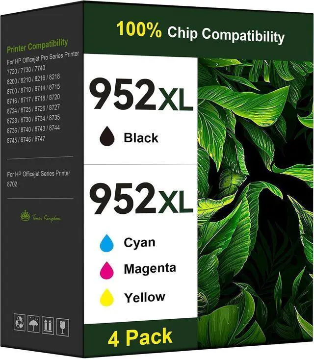 Main image of Toner Kingdom Ink Cartridges Remanufactured for HP 952 XL Ink Cartridge Combo Pack Work for HP OfficeJet 8702 OfficeJet Pro 7720 7740 8210 8710 8720 8730 8740 Series (4 Pack Black Cyan Yellow Magenta)