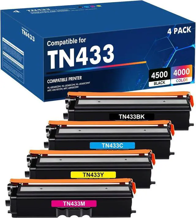 Main image of TN433 TN-433 Toner Cartridges TN 433 TN431 MFC-L8900cdw HL-L8360CDW 4 Pack