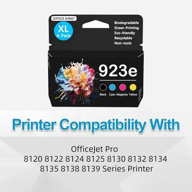 Alt view image 2 of 6 - 923XL 923e Ink Cartridges Combo Pack Replacement for HP 923XL 923e Ink Cartridges for HP OfficeJet Pro 8135e 8130e 8139e 8138e 8122e 8120e 8124e 8125e 8130e 8132e 8134e Printer(with Chip)