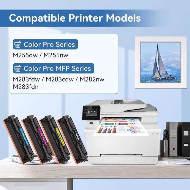 Alt view image 2 of 7 - MYTONER 206A Toner Cartridges 4 Pack High Yield for M283fdw M283cdw M255dw