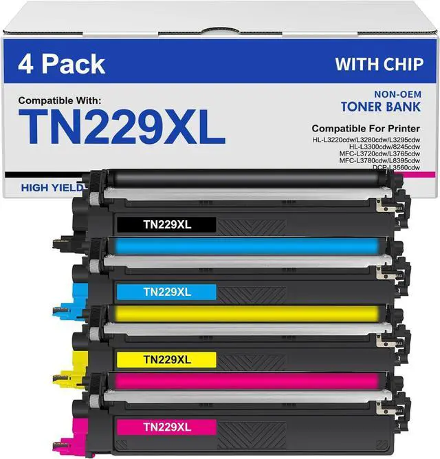 Main image of TN229XL TN229 Toner Cartridges 4 Pack MFC-L3780CDW MFC-L3720CDW
