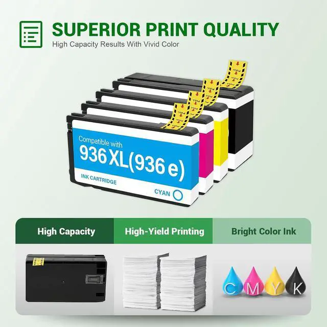 Alt view image 6 of 7 - 936XL 936 9125e Ink Cartridges Black and Color Combo Pack for HP OfficeJet