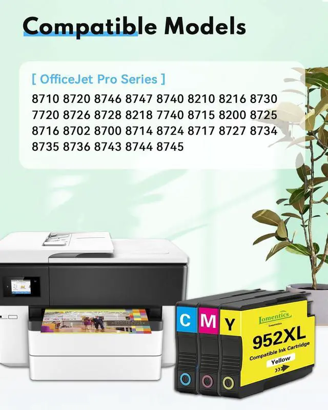 Alt view image 2 of 7 - 952XL Cyan, Magenta, Yellow Ink Cartridges Replacement for HP 952 952xl Ink