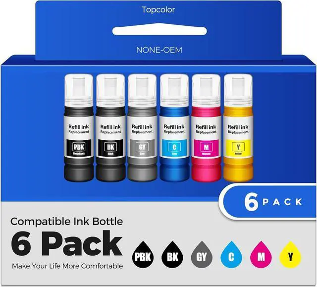 Main image of Compatible for EPT552 Ink Bottles 6 Pack ET-8550 ET-8500 Replacement for EPT552 Ink Refill Bottle Work for Photo ET 8550 ET8550 Photo ET 8500 ET8500 8550 8500 Printers (BK PB C M Y GY)