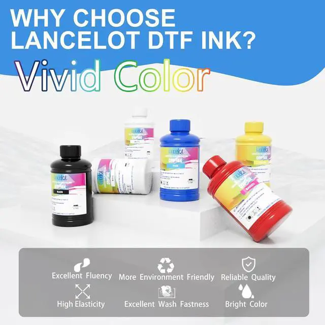 Alt view image 3 of 7 - Lancelot DTF Ink 250ml x6 Set, CMYK+2W for DTF Printers
