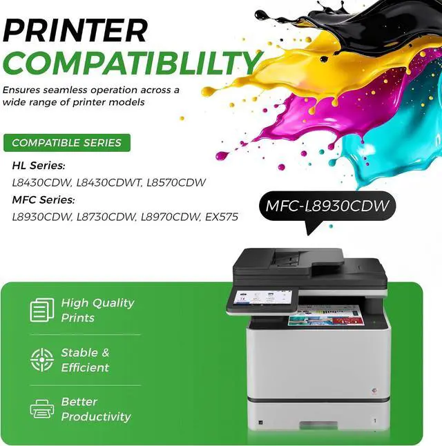Alt view image 2 of 7 - TN635XL TN635 Toner Cartridge Set 4-Pack High Yield Replacement Compatible for Brother HL-L8430CDW HL-L8570CDW L8430CDWT MFC-L8730CDW MFC-L8930CDW MFC-L8970CDW EX575 Printer Black Cyan Magenta Yellow