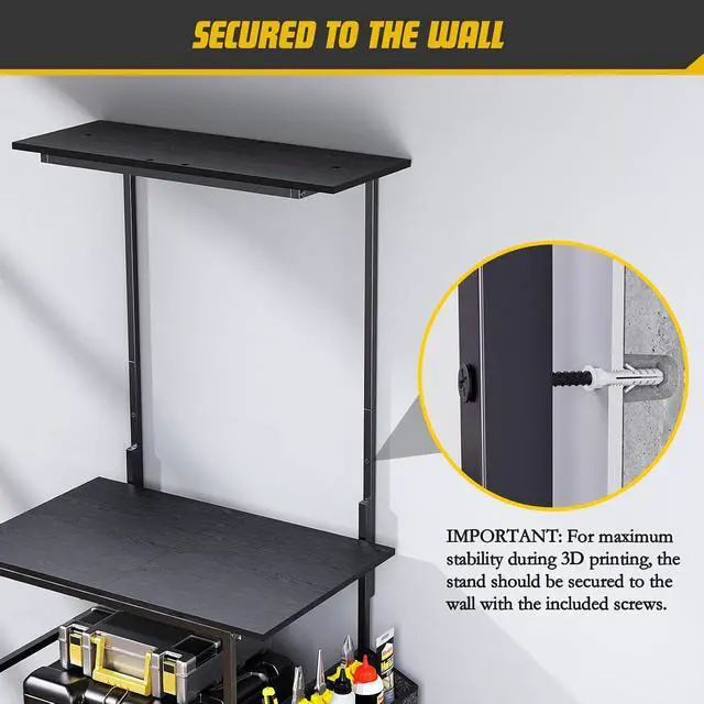 Alt view image 2 of 7 - Emfogo 3D Printer Stand with Filament Storage, 5 Tier 3D Printer Table with Storage Bag, 3D Printing Desk Wall Anchorage for Home Office Workshop Studio (19.7" L×16.1" W×63.8" H)