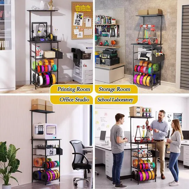 Alt view image 6 of 7 - Emfogo 3D Printer Stand with Filament Storage, 5 Tier 3D Printer Table with Storage Bag, 3D Printing Desk Wall Anchorage for Home Office Workshop Studio (19.7" L×16.1" W×63.8" H)
