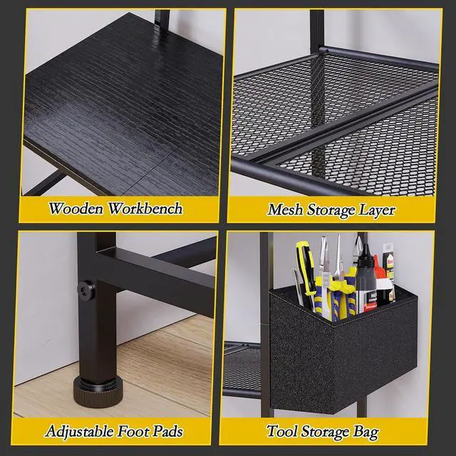 Alt view image 7 of 7 - Emfogo 3D Printer Stand with Filament Storage, 5 Tier 3D Printer Table with Storage Bag, 3D Printing Desk Wall Anchorage for Home Office Workshop Studio (19.7" L×16.1" W×63.8" H)