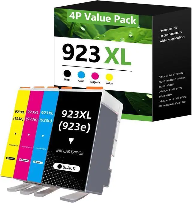 Main image of 923XL 923 923e Ink Cartridges Replacement for HP 923XL Ink Cartridges for OfficeJet Pro 8130e 8132e 8135e 8138e 8139e 8125 8130 8135 8120 8120e Printer (BK C M Y 4-Pack)