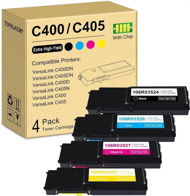 Main image of VersaLink C400/C405 Extra High-Yield Toner Cartridge (4 Pack, Black, Cyan, Magenta, Yellow) 106R03524 106R03525 106R03526 106R03527 Replacement for Xerox Versalink C400 C405 C400D C405N C400DN C405DN