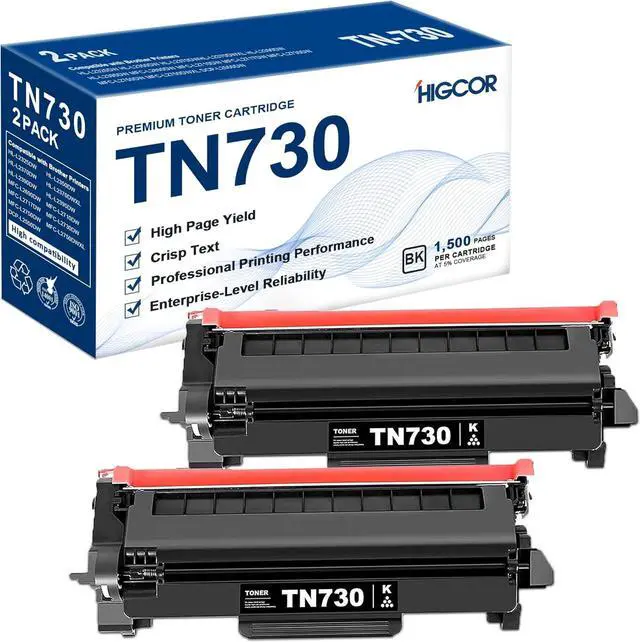 Main image of TN730 TN-730 Toner Cartridge 2-Pack Replacement for Brother TN730 Toner Cartridge - Black DCP-L2550DW MFC-L2710DW MFC-L2750DW HL-L2350DW HL-L2370DW HL-L2395DW HL-L2390DW Printer