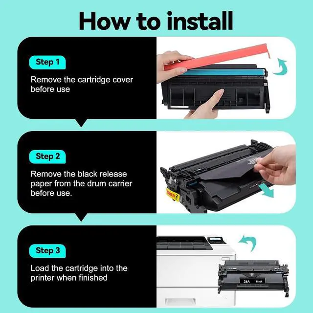 Alt view image 7 of 7 - 26A Black Toner Cartridge Compatible for HP Printer 26A CF226A 26X CF226X