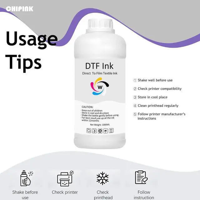 Alt view image 2 of 7 - White DTF Ink 1000ML for DTF Printer Printhead L1800 ET-8550 P800 R1390 XP15000 XP600 DX5 i3200, High Fluidity Low Sediment Premium DTF Transfer Ink for Heat Transfer Film T-Shirt Printing