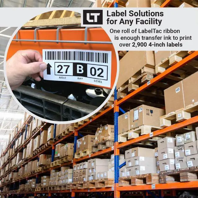 Alt view image 6 of 6 - LabelTac LTPX Thermal Transfer Ribbon for LabelTac Pro X Label Printer (Black, 4in x 984ft)