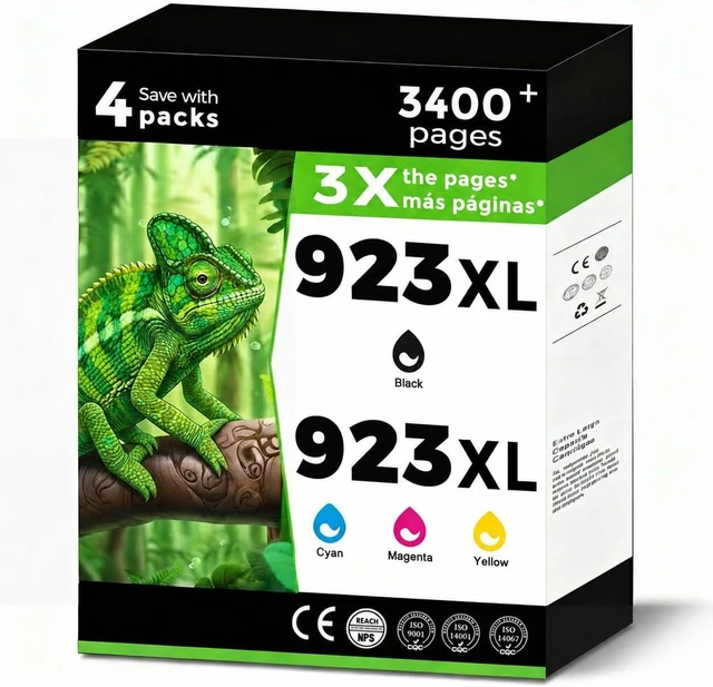 Main image of 923XL (923e) Ink Cartridges Fit for HP OfficeJet Pro 8130e 8135e 8125e Printers Replacement for 923 e XL for HP923 8122e 8130 8124 8124e 8125e 8132e 8134e 8138e 8139e Black Cyan Magenta Yellow 4 Pack
