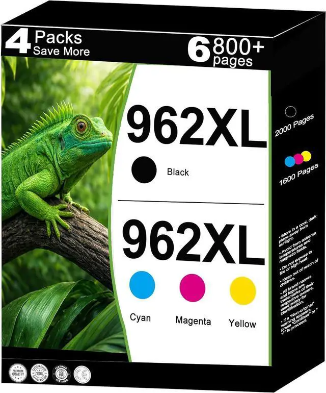 Main image of 962XL Ink Cartridges Replacement for HP 962 XL Combo Pack Work with 9012e 9010e 9012 9020e 9019 9015e 9010 9015 9025e 9020 9018e 9018 9025 Printers with V24.2.1 Chip 4 Packs-Cyan Magenta Yellow Black