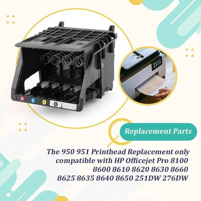 Alt view image 2 of 7 - 951 950 Printhead Replacement for HP Officejet Pro 8610 8600 Printhead for HP Officejet Pro 8100 8620 8630 8660 8625 8635 8640 8650 251DW 276DW Printer Replacement Accessories (with Chip)