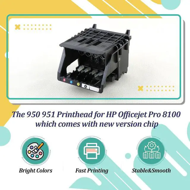 Alt view image 4 of 7 - 951 950 Printhead Replacement for HP Officejet Pro 8610 8600 Printhead for HP Officejet Pro 8100 8620 8630 8660 8625 8635 8640 8650 251DW 276DW Printer Replacement Accessories (with Chip)