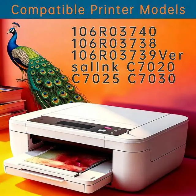 Alt view image 2 of 7 - Replacement C7020 106R03737 Toner Cartridges Compatible for Xerox, Compatible with Xerox 106R03740 106R03738 106R03739VersalInk C7020 C7025 Printers (4-Pack BK/C/M/Y)