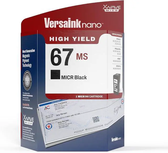 Main image of VersaInk-Nano HP 67 MS MICR Black Ink Cartridge for Check Printing