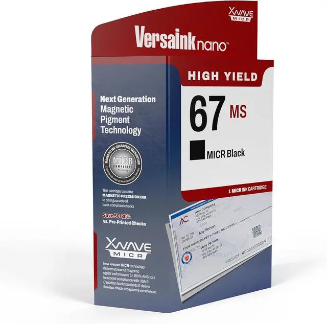 Alt view image 2 of 5 - VersaInk-Nano HP 67 MS MICR Black Ink Cartridge for Check Printing