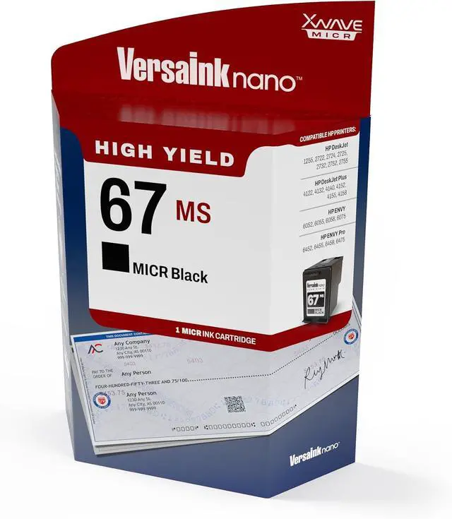 Alt view image 3 of 5 - VersaInk-Nano HP 67 MS MICR Black Ink Cartridge for Check Printing