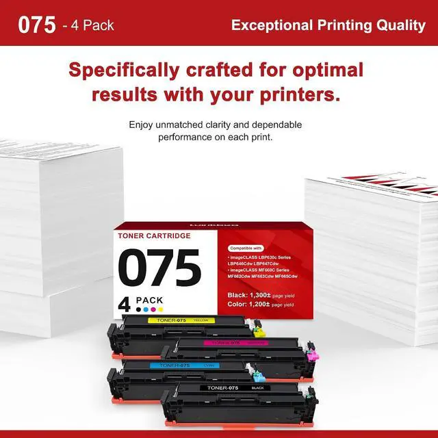 Alt view image 6 of 7 - 075 Toner Cartridge Set 075H LBP646Cdw MF665Cdw MF662Cdw MF663Cdw 4-Pack