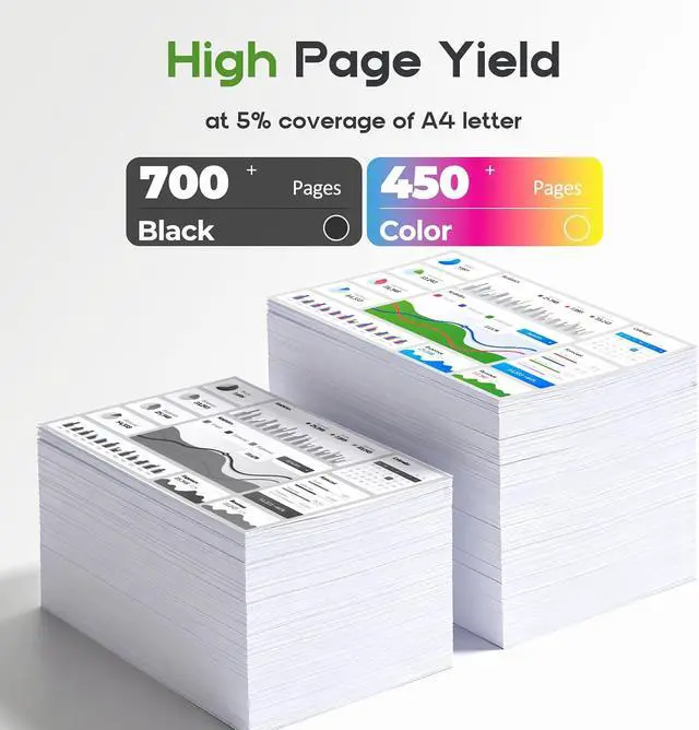 Alt view image 3 of 7 - 61XL 61 Ink Cartridges Combo Pack Compatible for HP Ink 61 Black and Color
