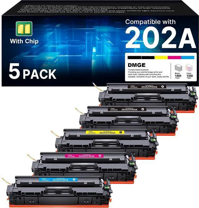 Main image of 202A Toner Cartridges 5 Pack Replacement for HP 202A 202X (with Chip)