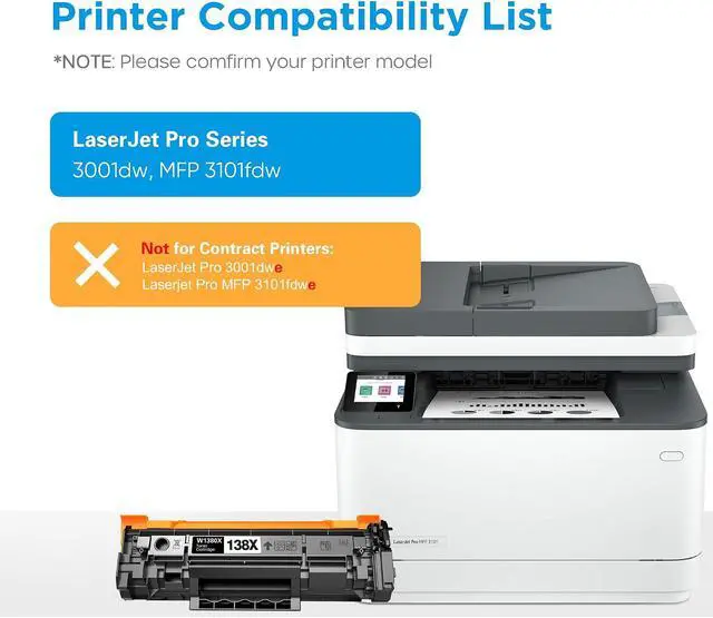 Alt view image 2 of 7 - 138X 138A Black Toner Cartridge Replacement for HP W138X
