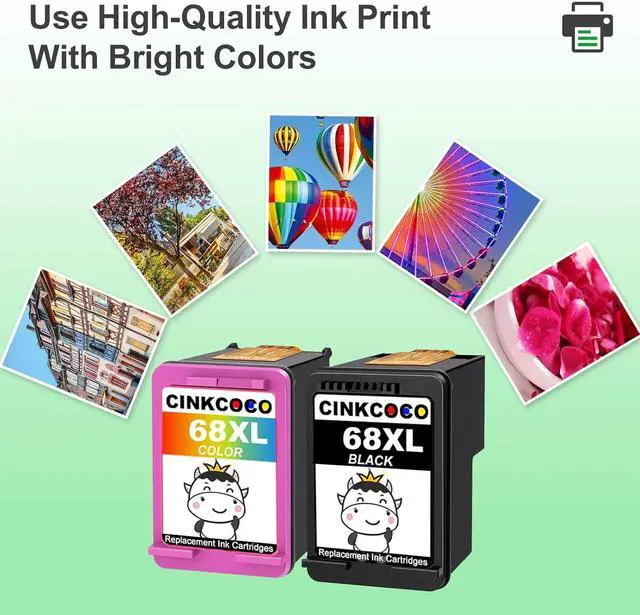 Alt view image 4 of 6 - 68XL 68 Ink Cartridges Black/Color Combo Pack Compatible for HP68 68 XL 68 Ink Cartridges for HP Printers Replacement for HP Ink 68 68e for Envy 6155e 6100e 6152e 6500e 6552e 6555e 6558e