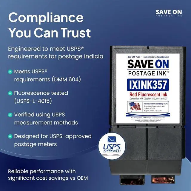 Alt view image 3 of 7 - Compatible IXINK357 Quadient Neopost Ink Cartridge (1 Pack, Standard Capacity) - Fluorescent Red Printer Ink Cartridge for IX3 IX5 & IX7 Mailing System & Postage Meter - Replacement Inkjet Printer Ink