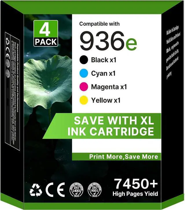 Main image of 936 936E 936XL Ink Cartridges For 9125e Printer Black Cyan Magenta Yellow