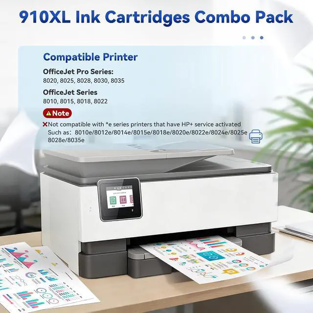 Alt view image 2 of 7 - For HP 910XL Black / 910XL Cyan, Magenta, Yellow Ink Cartridges Combo Pack