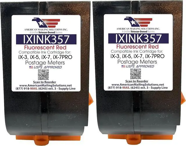 Alt view image 2 of 7 - IXINK357 (2-Pack) USPS Fluorescent Red Printer Ink Cartridge