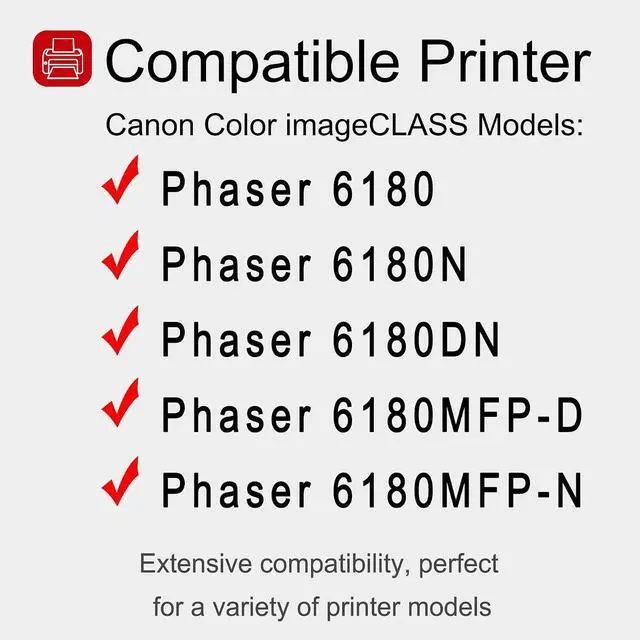 Alt view image 2 of 6 - 5 Pack 113R00722 113R00719 113R00720 113R00721 BK/C/M/Y Toner Cartridge: Compatible Replacement for Xerox Color Phaser 6180 6180N 6180DN 6180MFP-D 6180MFP-N Printer