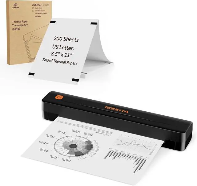 Main image of Rongta Thermal Portable Printers Wireless for Travel, Bluetooth Mobile Printer with 200 Sheets Thermal Papers