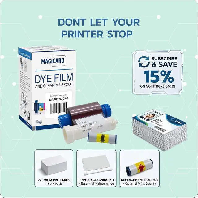 Alt view image 7 of 7 - Bodno MA300YMCKO Color Ribbon - YMCKO - 300 Prints Premium CR80 30 Mil Graphic Quality PVC Cards - Qty 300