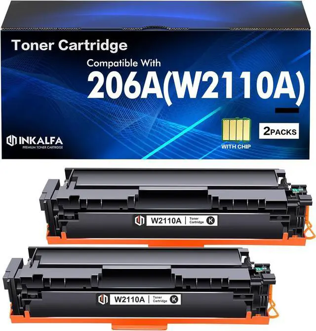 Main image of inkalfa 206A Black Toner Cartridge 2 Pack M283cdw W2110A 206X W2110X