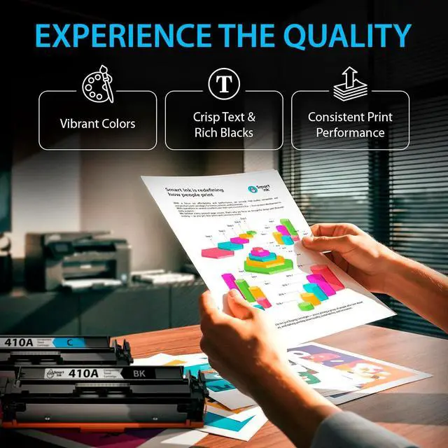 Alt view image 7 of 7 - Smart Ink Compatible 410A Toner Cartridge Replacement for HP 410A HP 410X CF410A CF411A CF412A CF413A to use with Color LaserJet Pro MFP M477fnw M452nw M452dn M477fdw M477fdn M452dw ( Black & CMY )