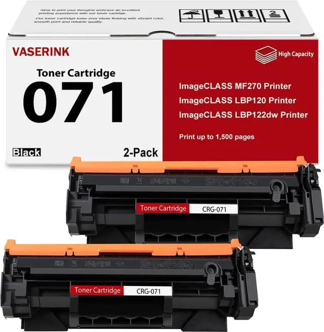 Main image of 071 High-Yield Black Toner Cartridge 2-Pack Replacement for Canon 071 Toner Cartridge 5646C001 for imageCLASS LBP122dw, LBP122, LBP120, MF270, Mf272dw, Mf273dw, Mf275dw Series Printer