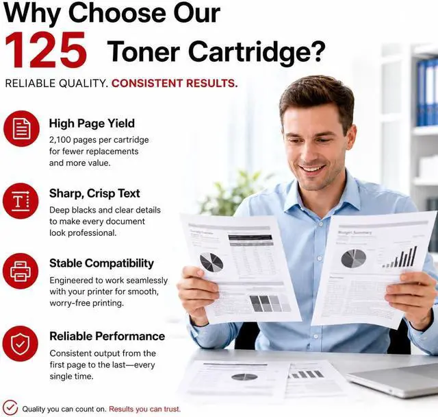 Alt view image 4 of 7 - 125 Black Toner Cartridge High Yield (2-Pack) Compatible 125 Toner Cartridges Replacement for Canon 125 Toner Cartridge for imageCLASS LBP6030w LBP6000 MF3010 Printer